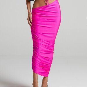 Vibrant Pink Ruched Skirt